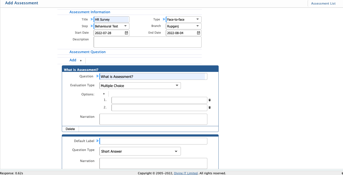 Add Assessment new2